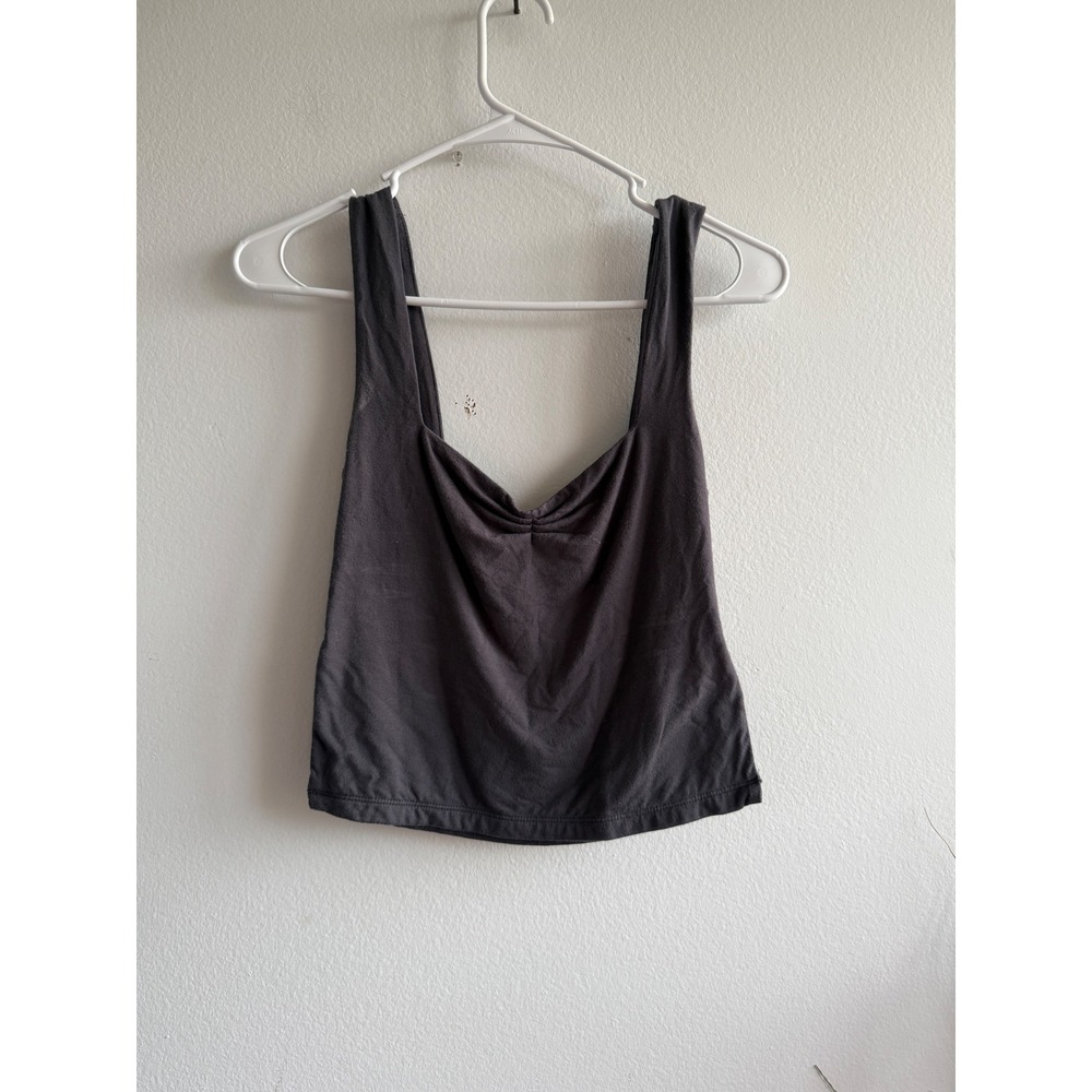 White Fox Charcoal Gray Modal Cowl Neck‎ Draped Tank Top Small 3162